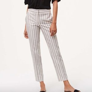 LOFT Striped Relaxed Linen Ankle Pants